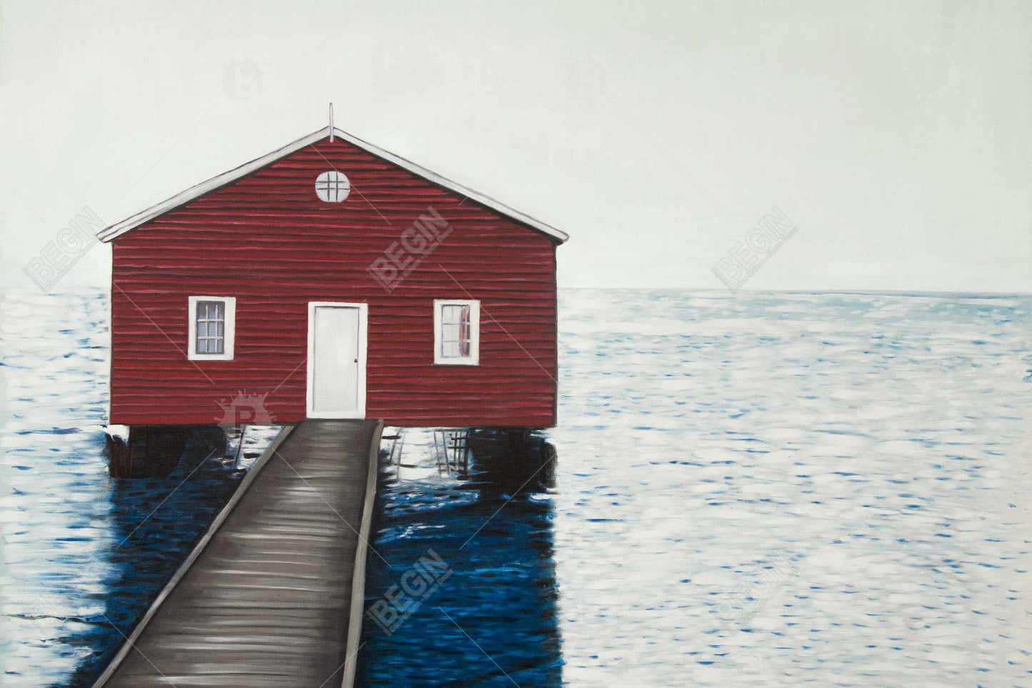 Boathouse - 20x30 Print on canvas