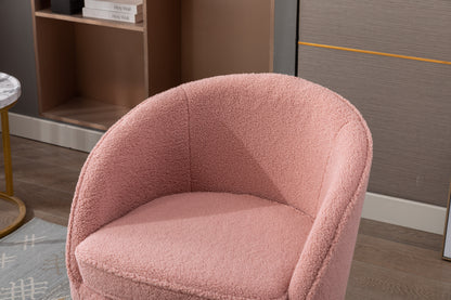 Soft Teddy Fabric Accent Armchair Dining Chair With Shining Electroplated Chrome Legs,Pink