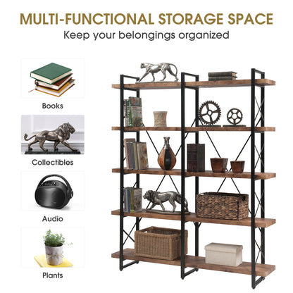 [VIDEO] Home Office 5 Tier Bookshelf, X Design Etageres Storage Shelf, Industrial Bookcase for Office with Metal Frame