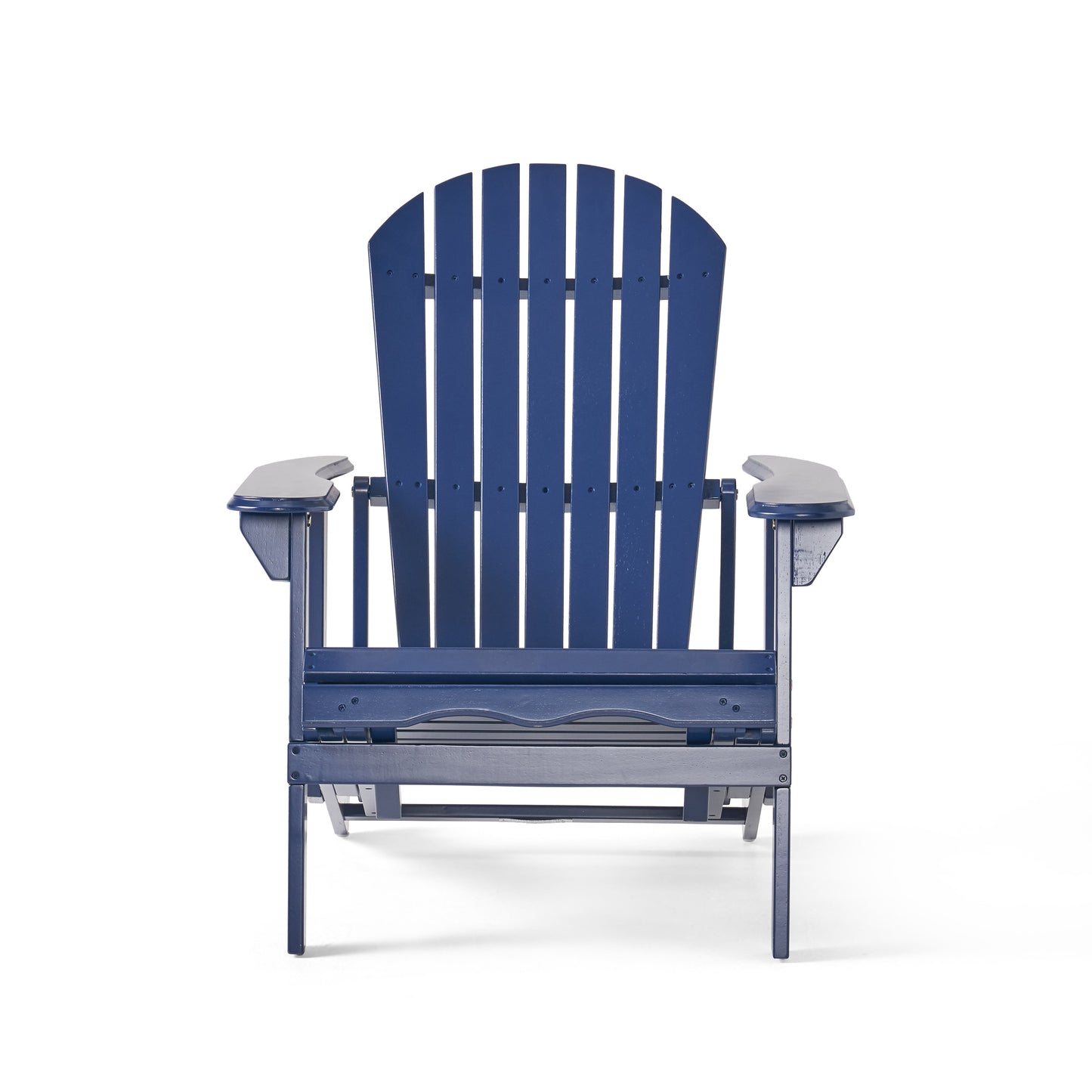 Katherine Outdoor Acacia Adirondack Blue Lounge Chair with Pull Out Footstool