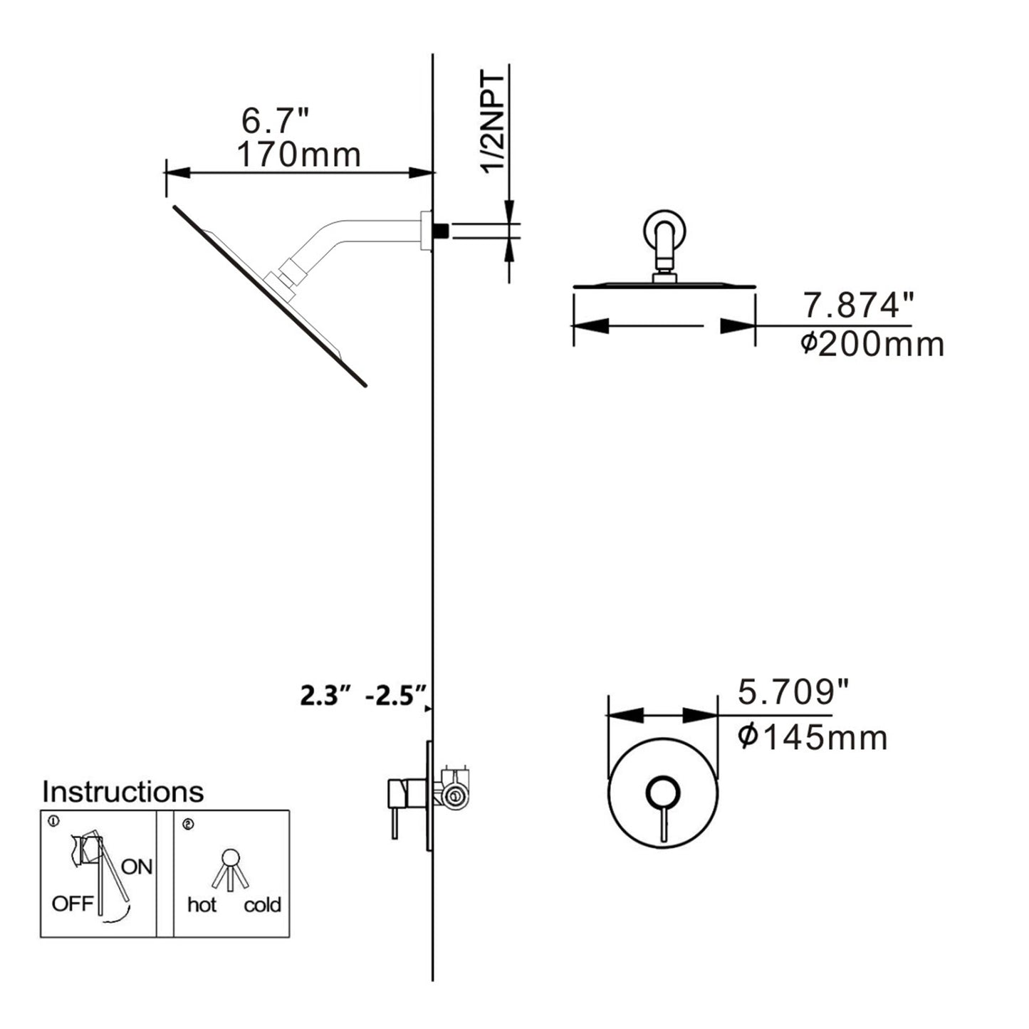 Complete Shower System With Rough-in Valve