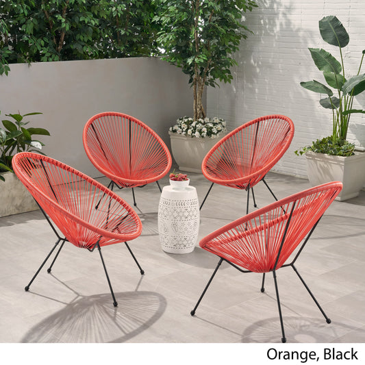 Great Deal Furniture Alexis Outdoor Woven Chair Orange+Black （set of 2）