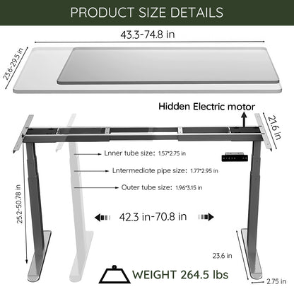 Electric Stand up Desk Frame - ErGear Height Adjustable Table Legs Sit Stand Desk Frame Up to  Ergonomic Standing Desk Base Workstation Frame Only