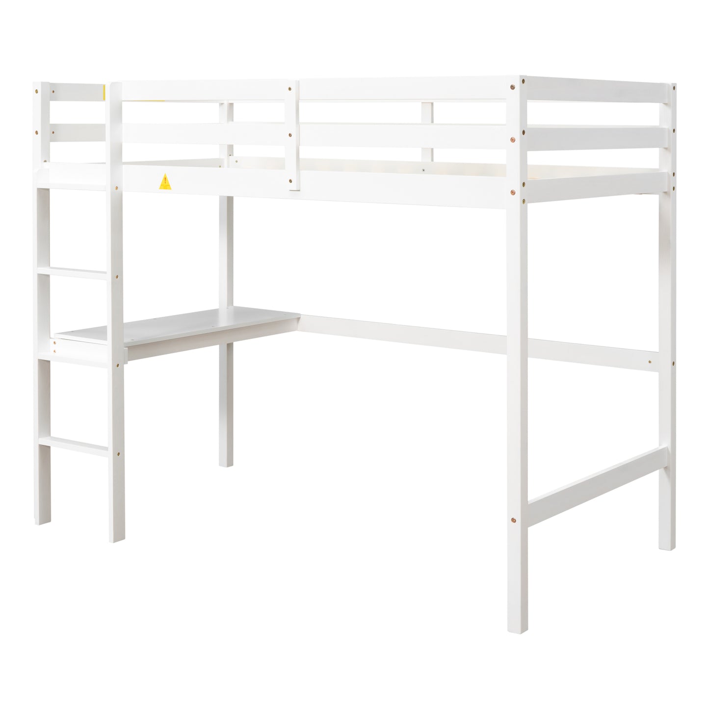 Twin Loft Bed with  built-in desk,White