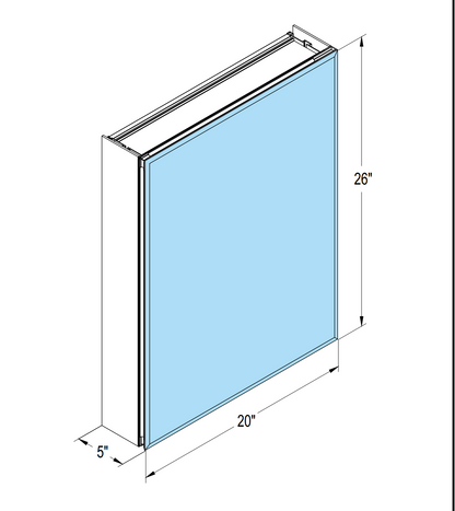 20*26 Medicine cabinet Surface Mount or Recess aluminium Bathroom Livingroom