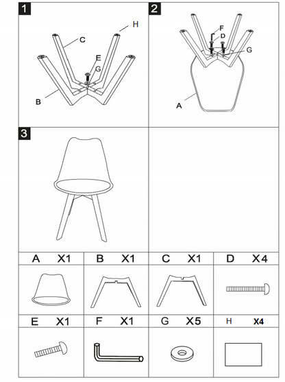 BB chair ,wood leg; pp back with cushion, BLUE, 2 pcs per set