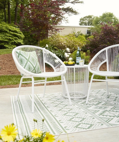 Ashley Mandarin White Casual Cape Outdoor Table and Chairs (Set of 3) P312-050