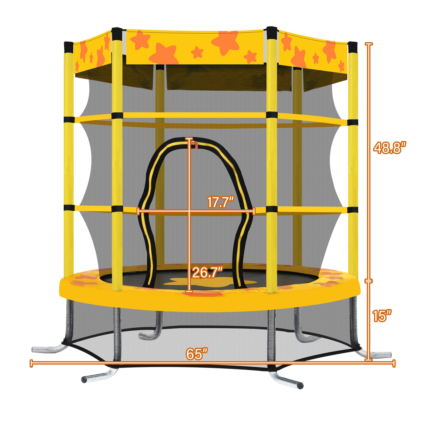 55 Inch Kids Trampoline with Safety Enclosure Net, 4.5FT Outdoor Indoor Trampoline for Kids (Yellow)