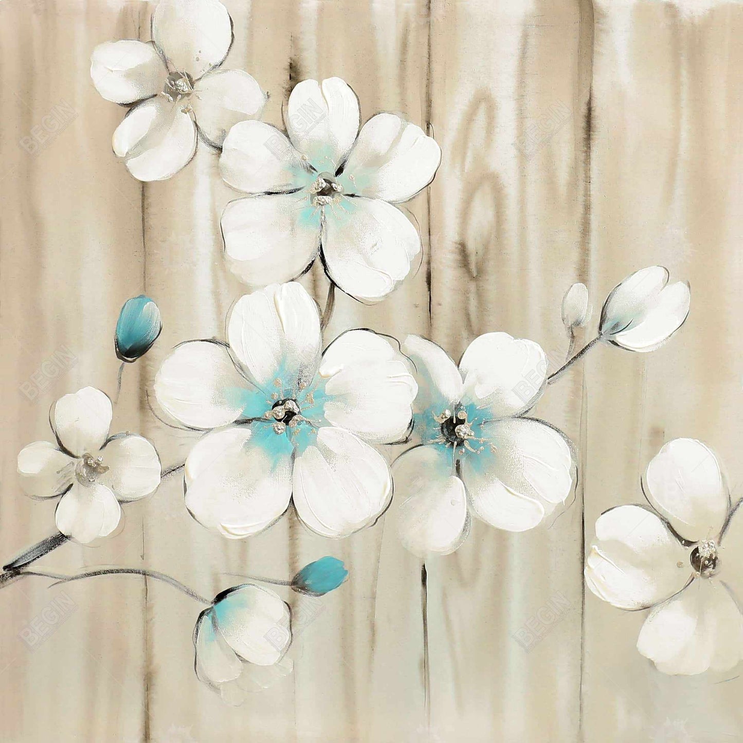 Cherry blossom in white - 12x12 Print on canvas