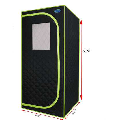 Portable Plus Type Full Size Far Infrared Sauna tent. Spa, Detox ,Therapy and Relaxation at home.Larger Space,Stainless Steel Pipes Connector Easy to Install, with FCC Certification--Black