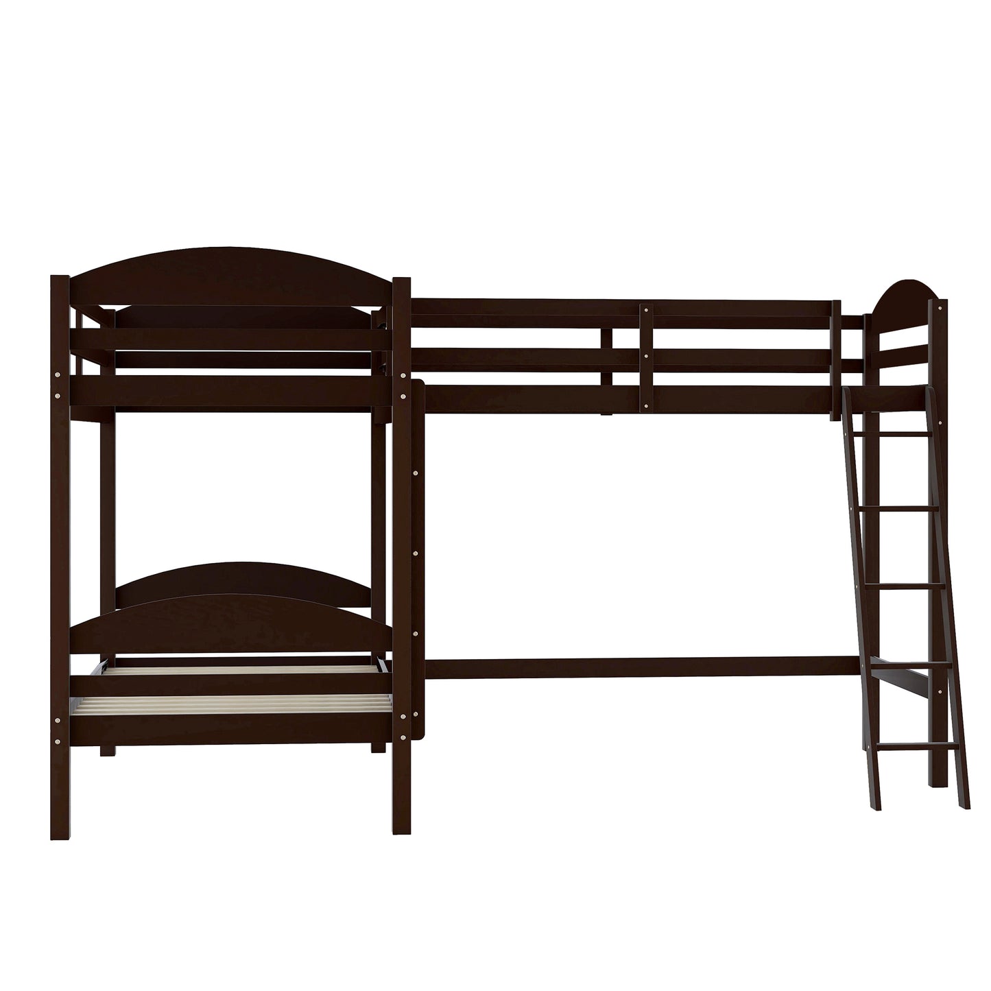 Twin L-Shaped Bunk Bed and Loft Bed - Espresso(OLD SKU :LP000023AAP)