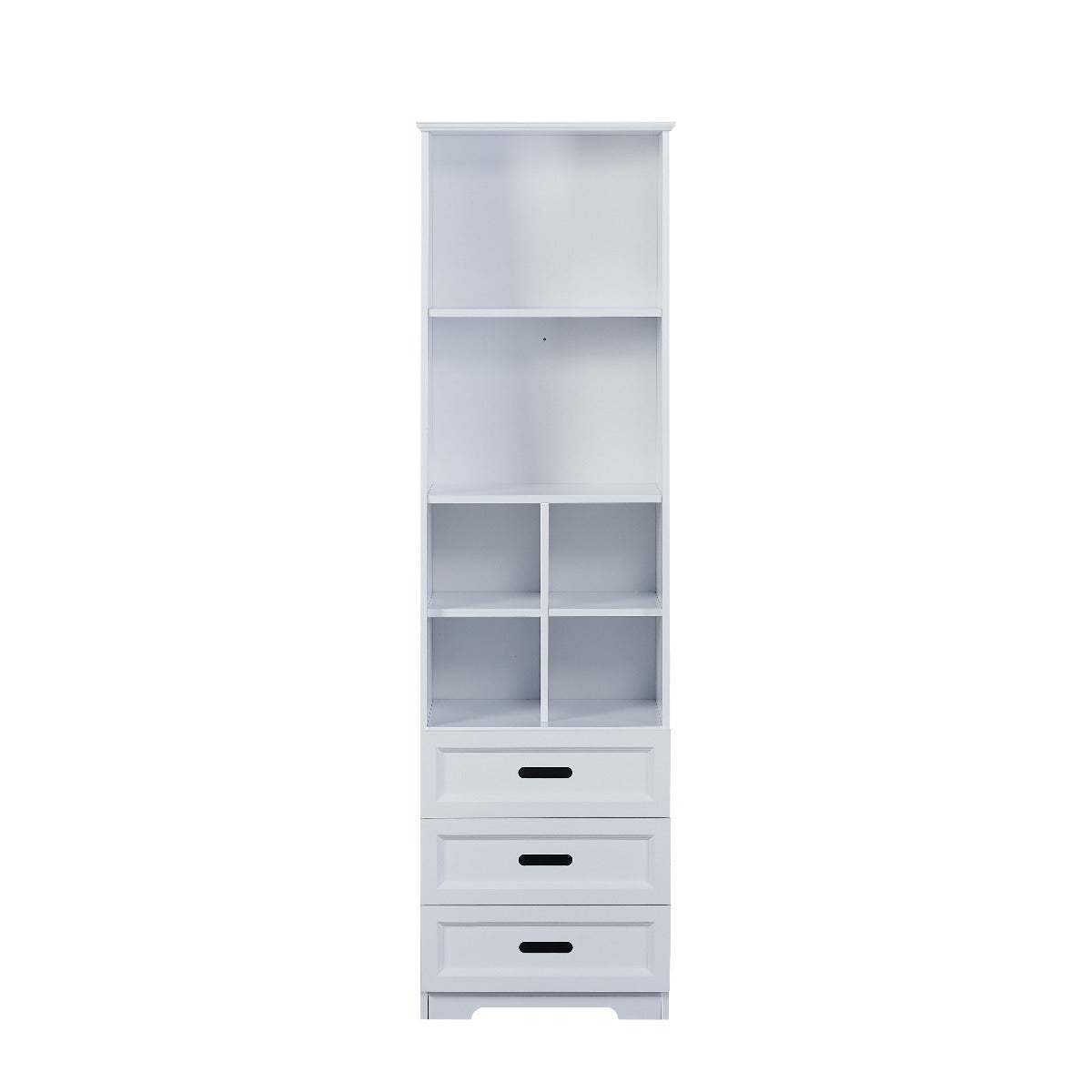 Kids Funnel White Bookcase Book Shelf Storage Unit with Book Display/Organizer Drawers - Classic White Color