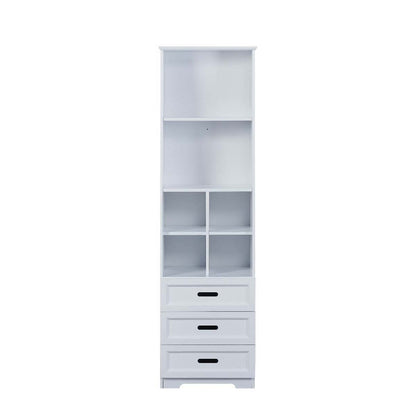 Kids Funnel White Bookcase Book Shelf Storage Unit with Book Display/Organizer Drawers - Classic White Color