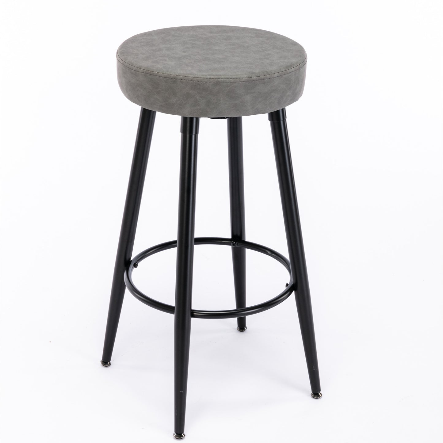 A&A Furniture,Metal Bar Stools,  Round Kitchen Counter Stools, Industrial Round Barstool, Bar Chairs, 28 Inch for Counter Pub Height Set of 2 (Gray)