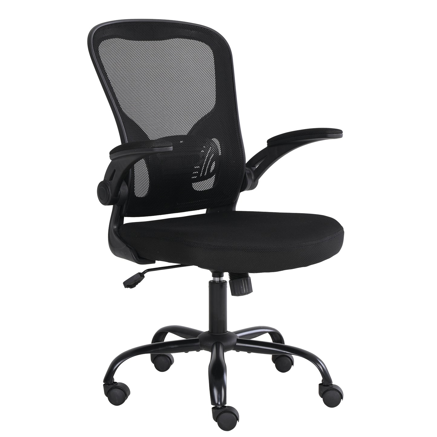 High Back Office Chair Ergonomic Desk Chair Flip Up Arms Mesh Computer Chair Height Adjustable Swivel Chair with Lumbar Support for Office, Home, School (Black）