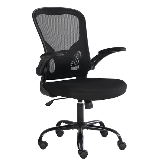 High Back Office Chair Ergonomic Desk Chair Flip Up Arms Mesh Computer Chair Height Adjustable Swivel Chair with Lumbar Support for Office, Home, School (Black）