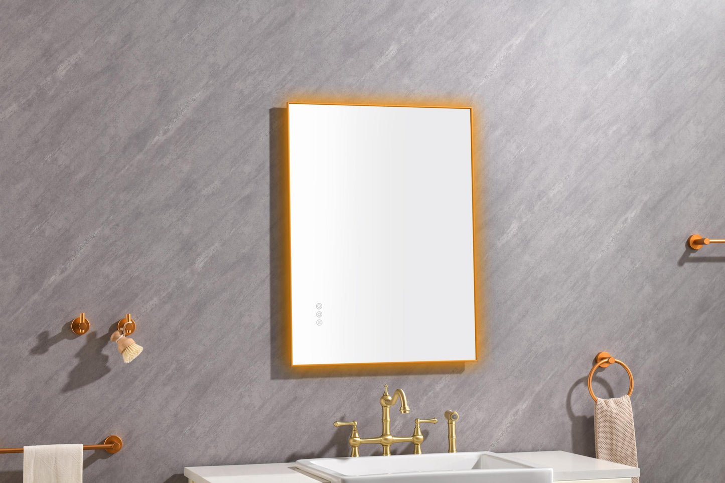 Super Bright Led Bathroom Mirror with Lights, Metal Frame Mirror Wall Mounted Lighted Vanity Mirrors for Wall, Anti Fog Dimmable Led Mirror for Makeup, Horizontal/Verti