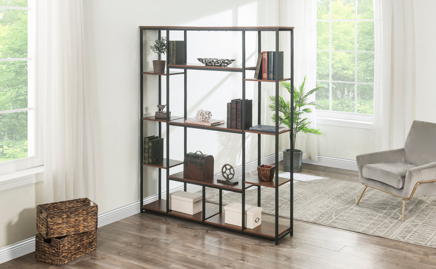 [VIDEO] Bookcase and Bookshelf, Home Office 5 Tier Bookshelf, Open Freestanding Storage Shelf with Metal Frame, Brown