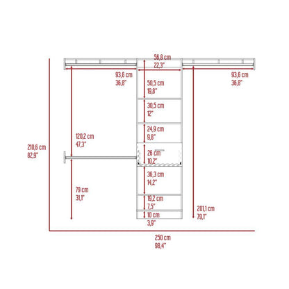 Calveston 1-Drawer 4-Shelf Closet System White