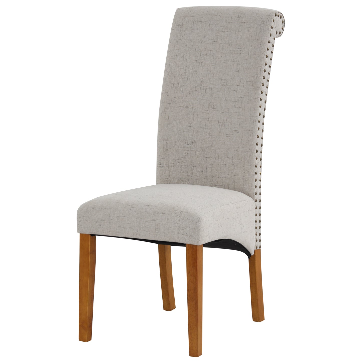 Set of 2 Upholstered Fabric Dining Chairs,Modern High Back Button- linen Kitchen Dining Chairs with Solid Wood Legs and Nailed Trim,Side Chairs Armless Chair Parsons Chair for Kitchen