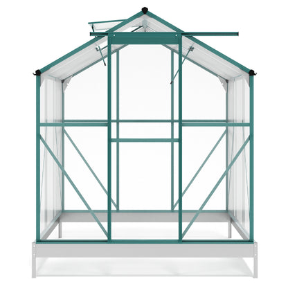 TOPMAX Upgraded Outdoor Patio 6.2ft Wx6.3ft D Greenhouse, Walk-in Polycarbonate Greenhouse with 2 Windows and Base,Aluminum Hobby Greenhouse with Sliding Door for Garden, Backyard, Green