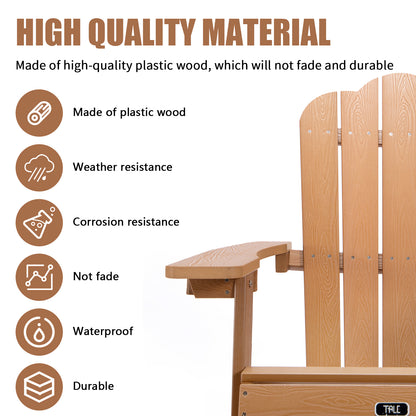 TALE Adirondack Chair Backyard Outdoor Furniture Painted Seating with Cup Holder All-Weather and Fade-Resistant Plastic Wood for Lawn Patio Deck Garden Porch Lawn Furniture Chairs Brown