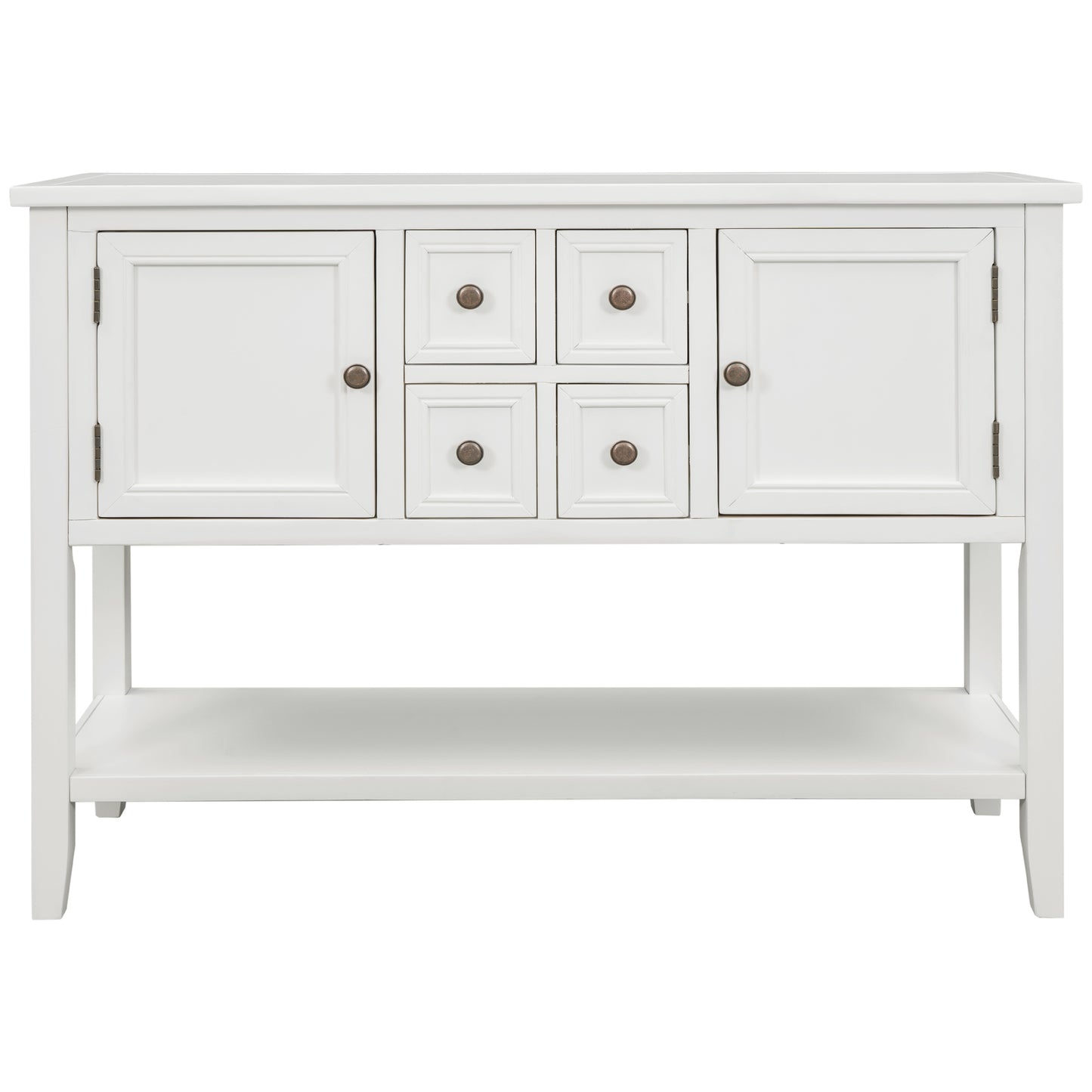 TREXM  Cambridge Series Buffet Sideboard Console Table with Bottom Shelf (White)