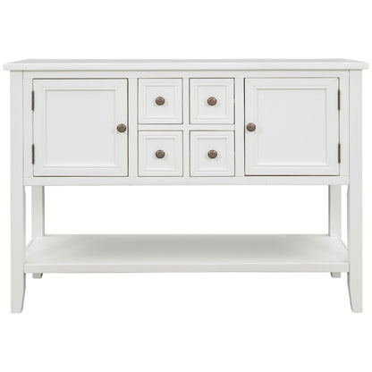 TREXM  Cambridge Series Buffet Sideboard Console Table with Bottom Shelf (White)