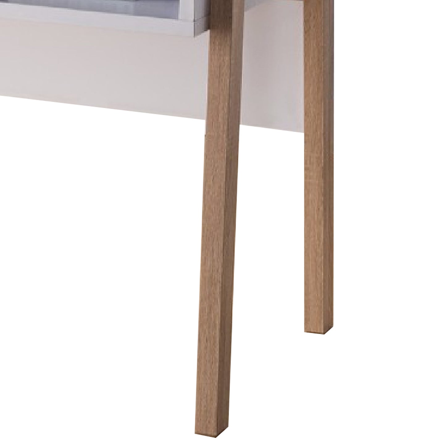 Contemporary Style Desk With Open Storage Shelf, White and brown