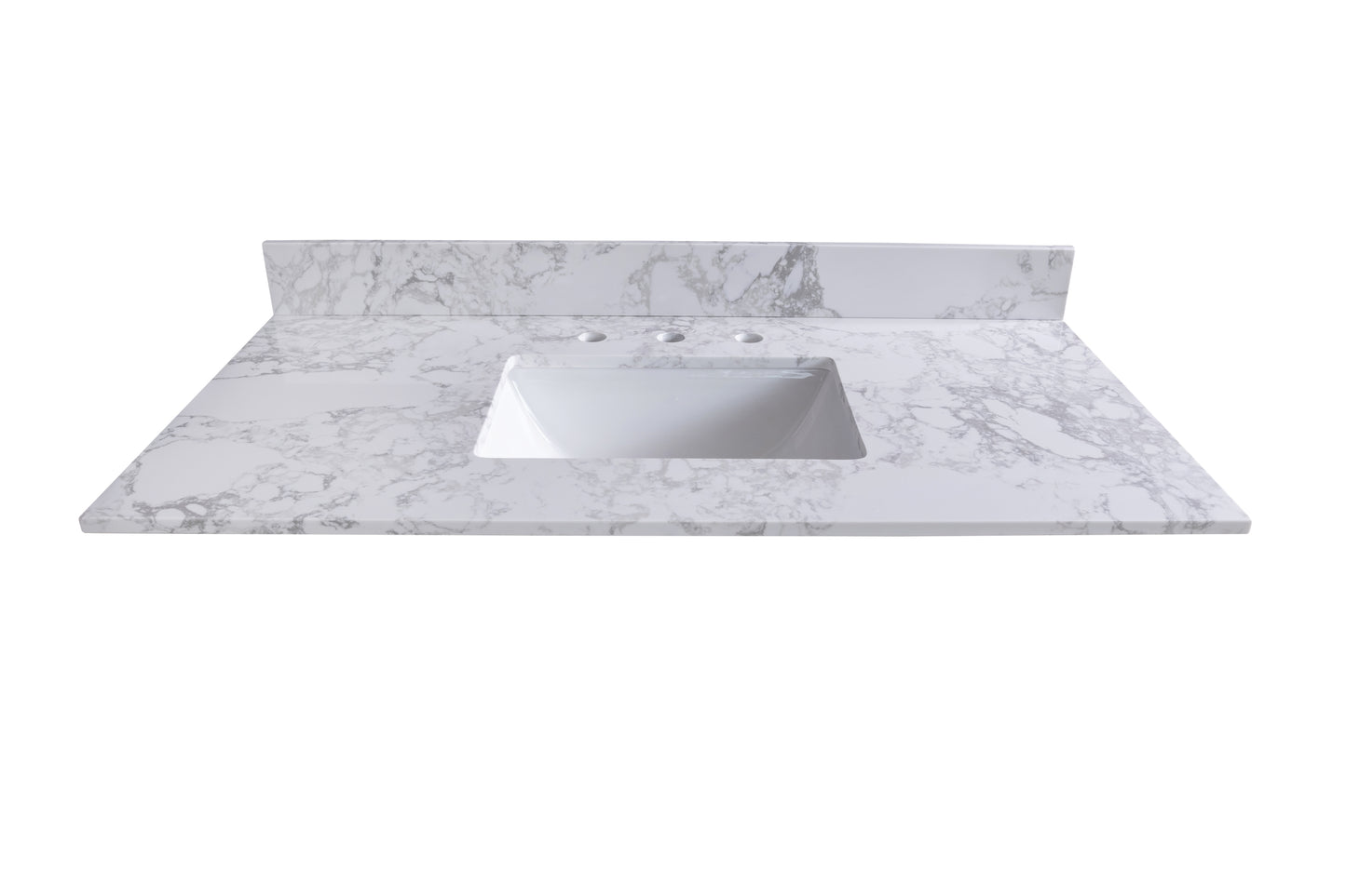 Montary carrara white engineered stone vanity top side backsplash