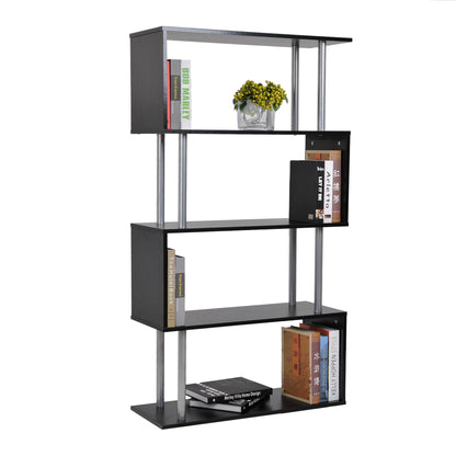 4-Tier Geometric Bookcase, Black