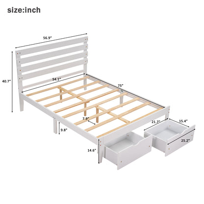 Full Size Platform Bed with Drawers, White(New SKU:WF288468AAK)