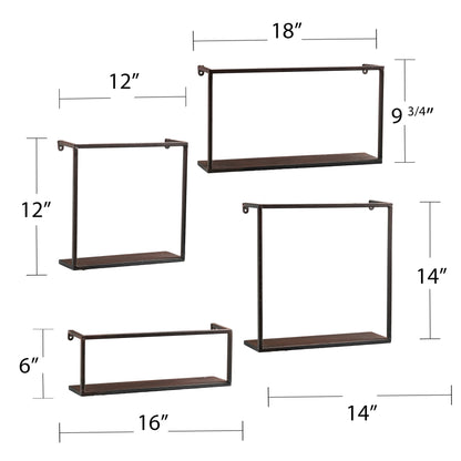 Zyther Metal Wall Shelves - 4pc Set