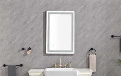 36*24 LED Lighted Bathroom Wall Mounted Mirror with High Lumen+Anti-Fog Separately Control