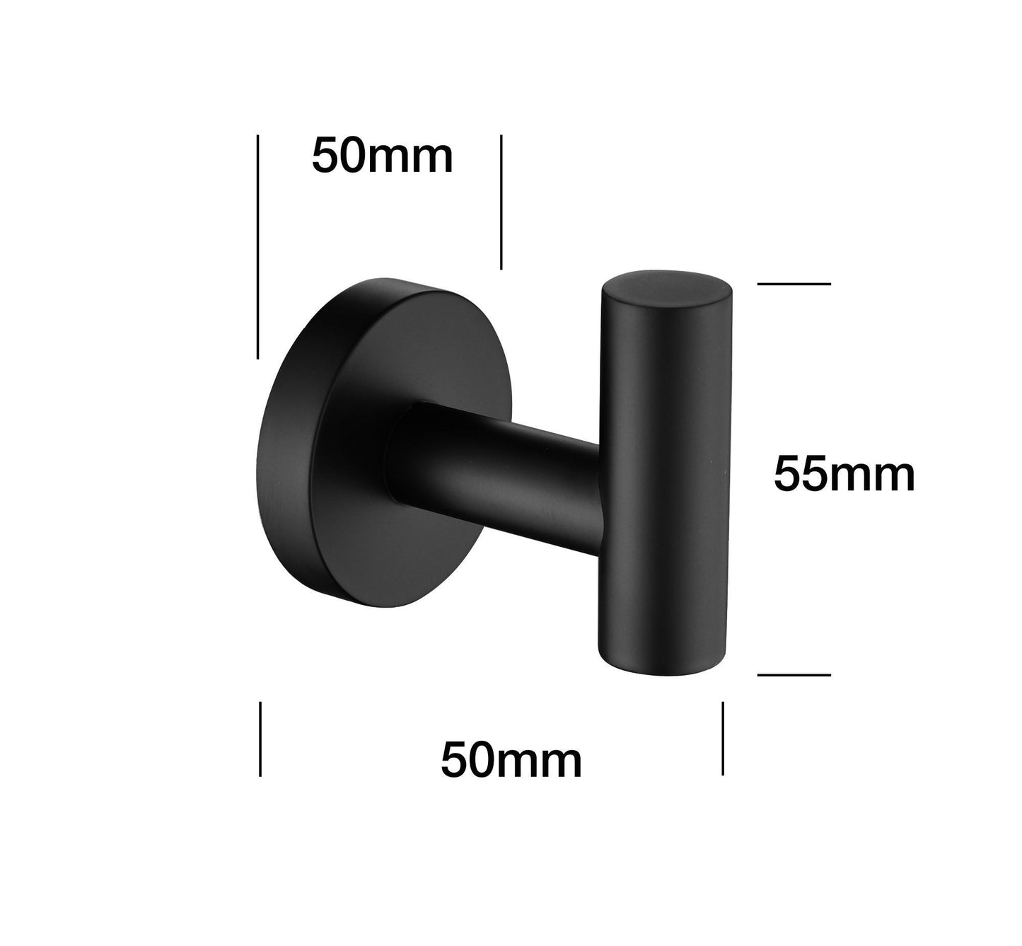 Bathroom Towel Hook Robe Hook Shower Kitchen Wall Hanging Hooks No Drill Wall Mount SUS 304 Stainless Steel Matt Black 6 Pack