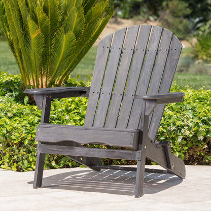 Outdoor Solid Wood Foldable Adirondack DARK GREY Chair
