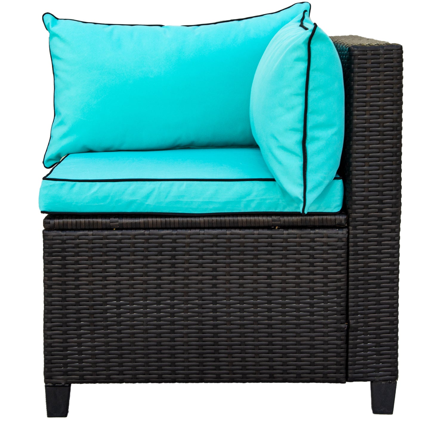 U-style Quality Rattan Wicker Patio Set, U-Shape Sectional Outdoor Furniture Set with Cushions and Accent Pillows