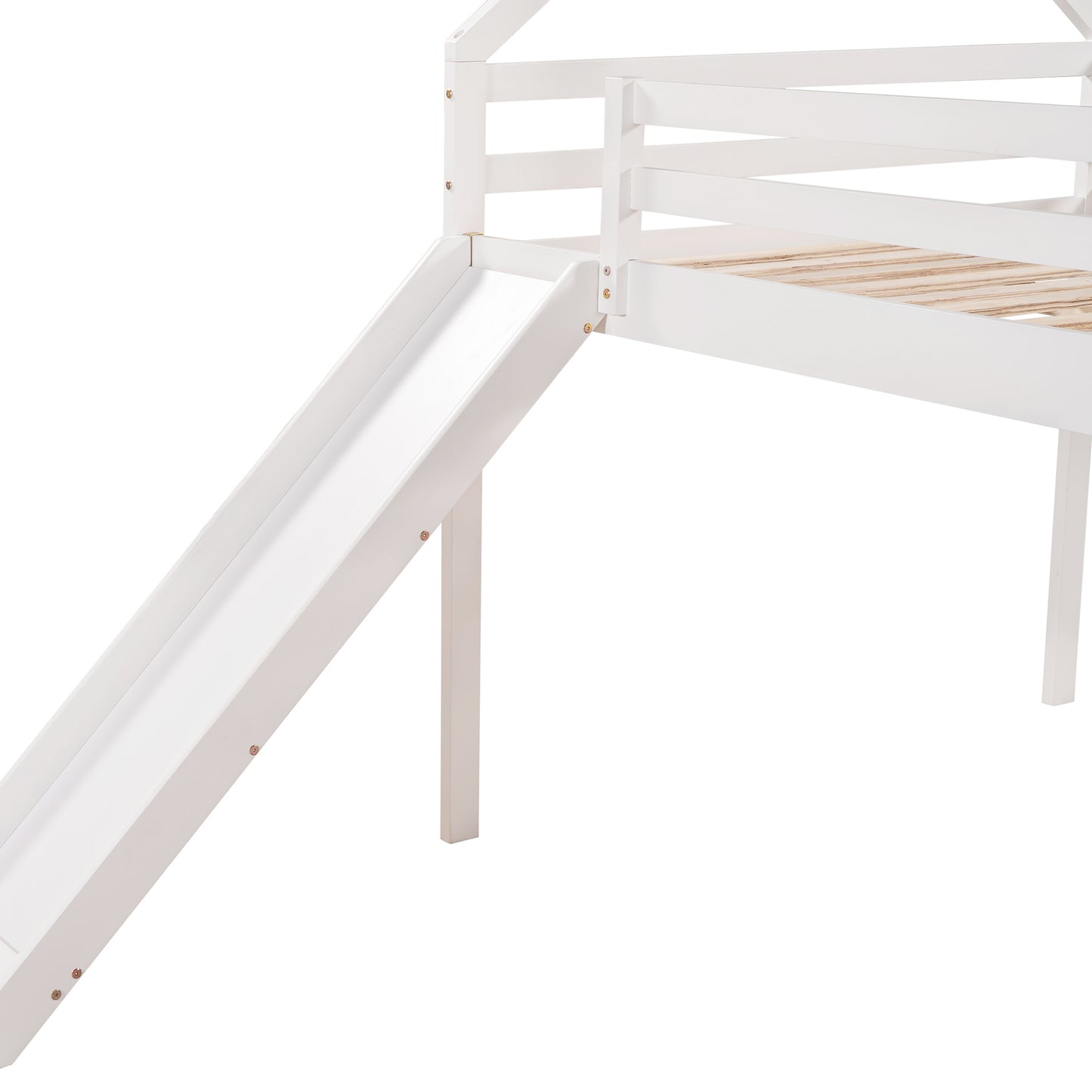 Full Size Loft Bed with Slide, House Bed with Slide,White(OLD SKU :WF281159AAK)