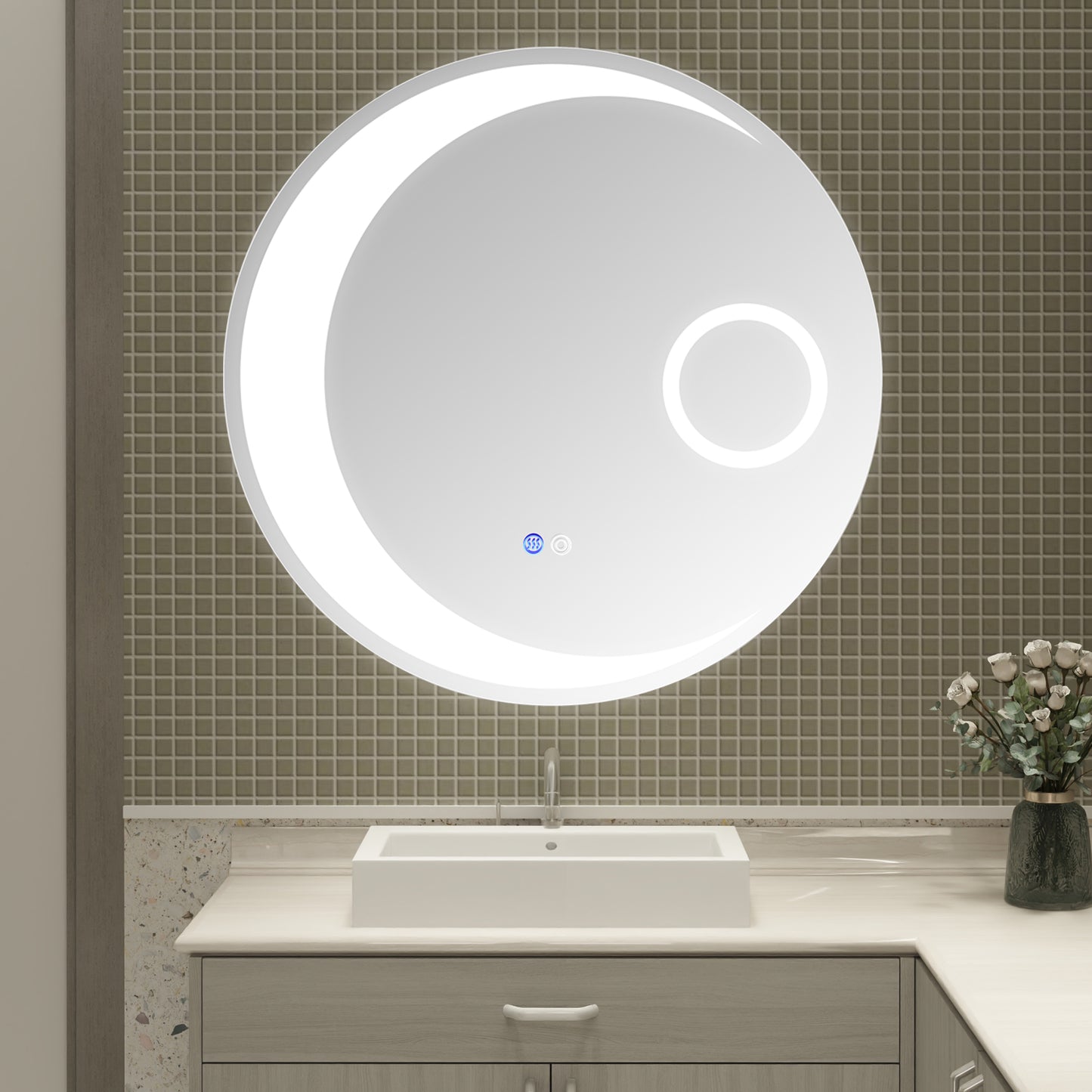 30 Inch Switch-Held Memory LED Mirror, Wall-Mounted Vanity Mirrors, Bathroom Anti-Fog Mirror, Dimmable Bathroom Mirror