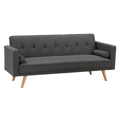 [Video] Dark Grey Double Corner Folding Sofa Bed, Two Throw Pillows