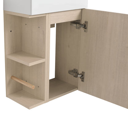 Bathroom Vanity With Single Gel Sink,Soft Close Doors,16 Inch For Small Bathroom