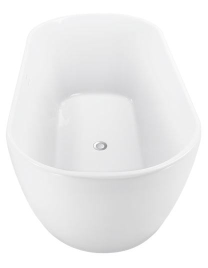 59" 100% Acrylic Freestanding Bathtub，Contemporary Soaking Tub，white bathtub