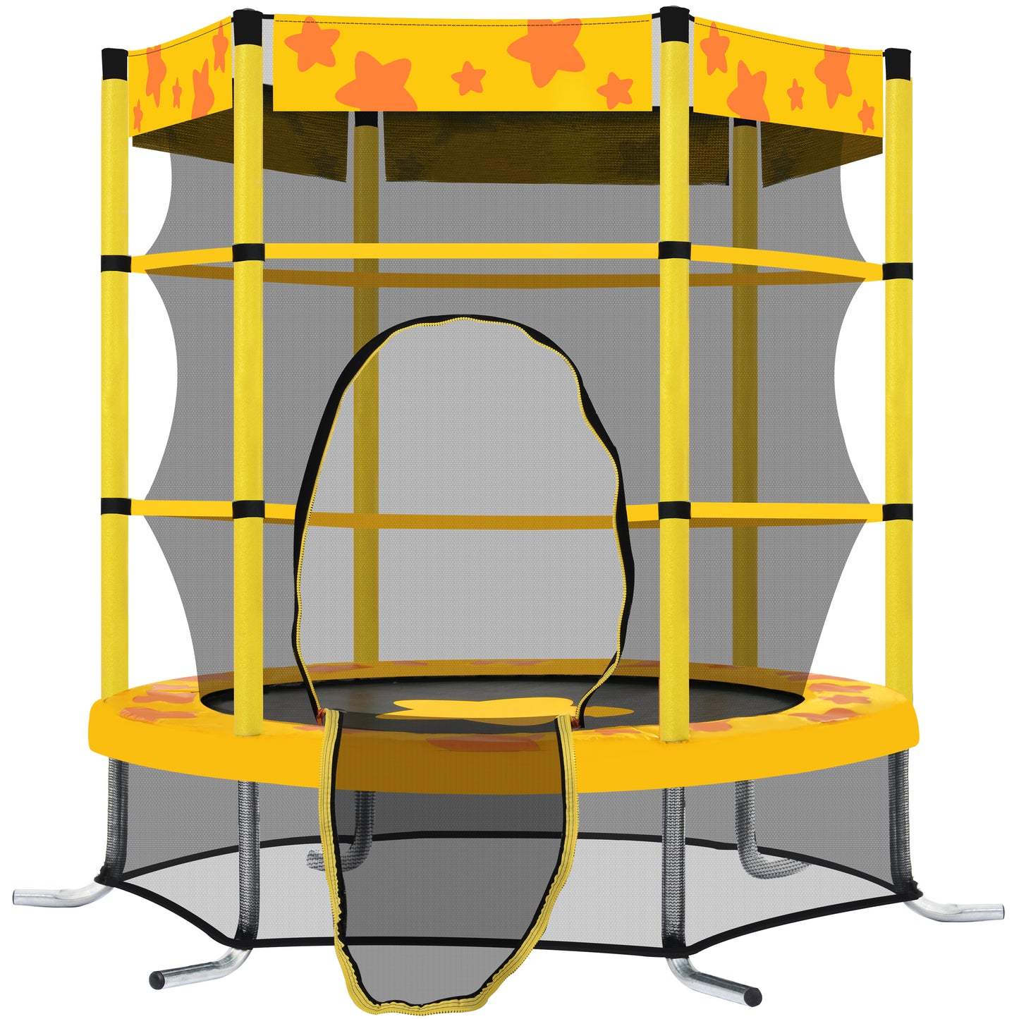 55 Inch Kids Trampoline with Safety Enclosure Net, 4.5FT Outdoor Indoor Trampoline for Kids (Yellow)