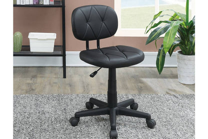 Modern 1pc Office Chair Black Tufted Design Upholstered Chairs with wheels