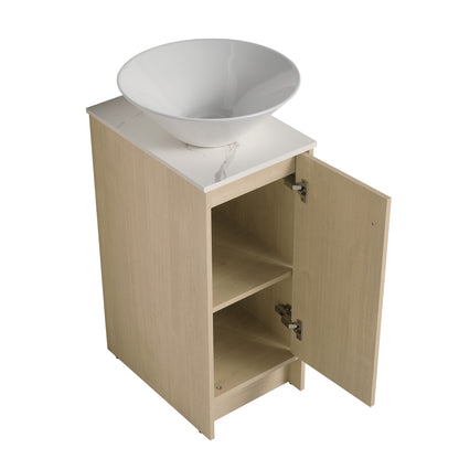 13" Bathroom Vanity with Sink, Freestanding Bathroom Vanity with Soft Close Door and Shelf（Top：BAB217MOWH）