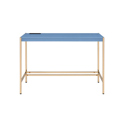 ACME Midriaks Writing Desk w/USB Port in Navy Blue & Gold Finish OF00022