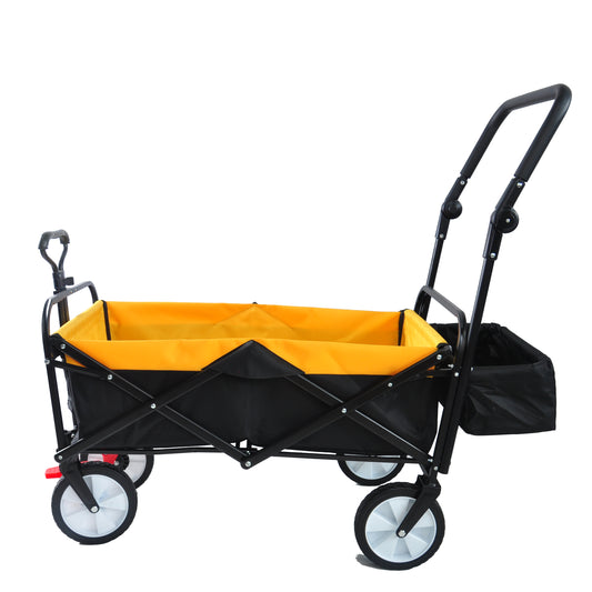 folding wagon Collapsible Outdoor Utility Wagon, Heavy Duty Folding Garden Portable Hand Cart, Drink Holder, Adjustable Handles