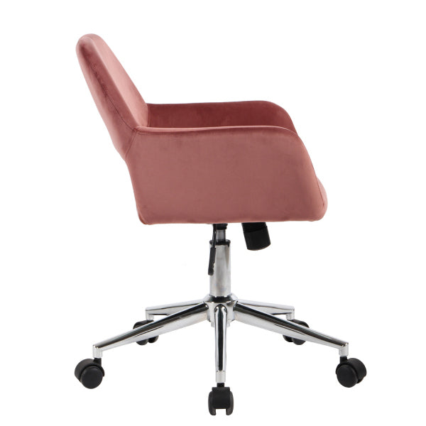 Velvet Upholstered Adjustable Swivel Office Chair, ROSE