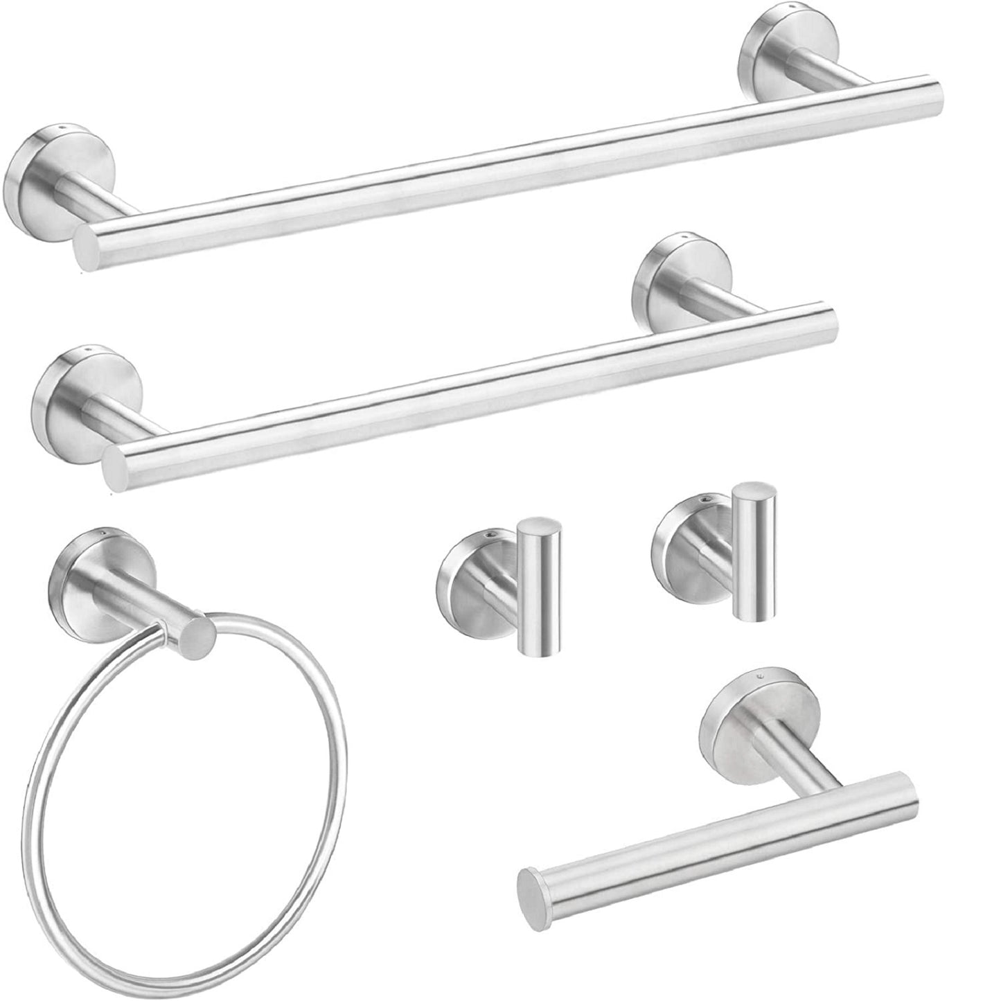 6 Piece Stainless Steel Bathroom Towel Rack Set Wall Mount