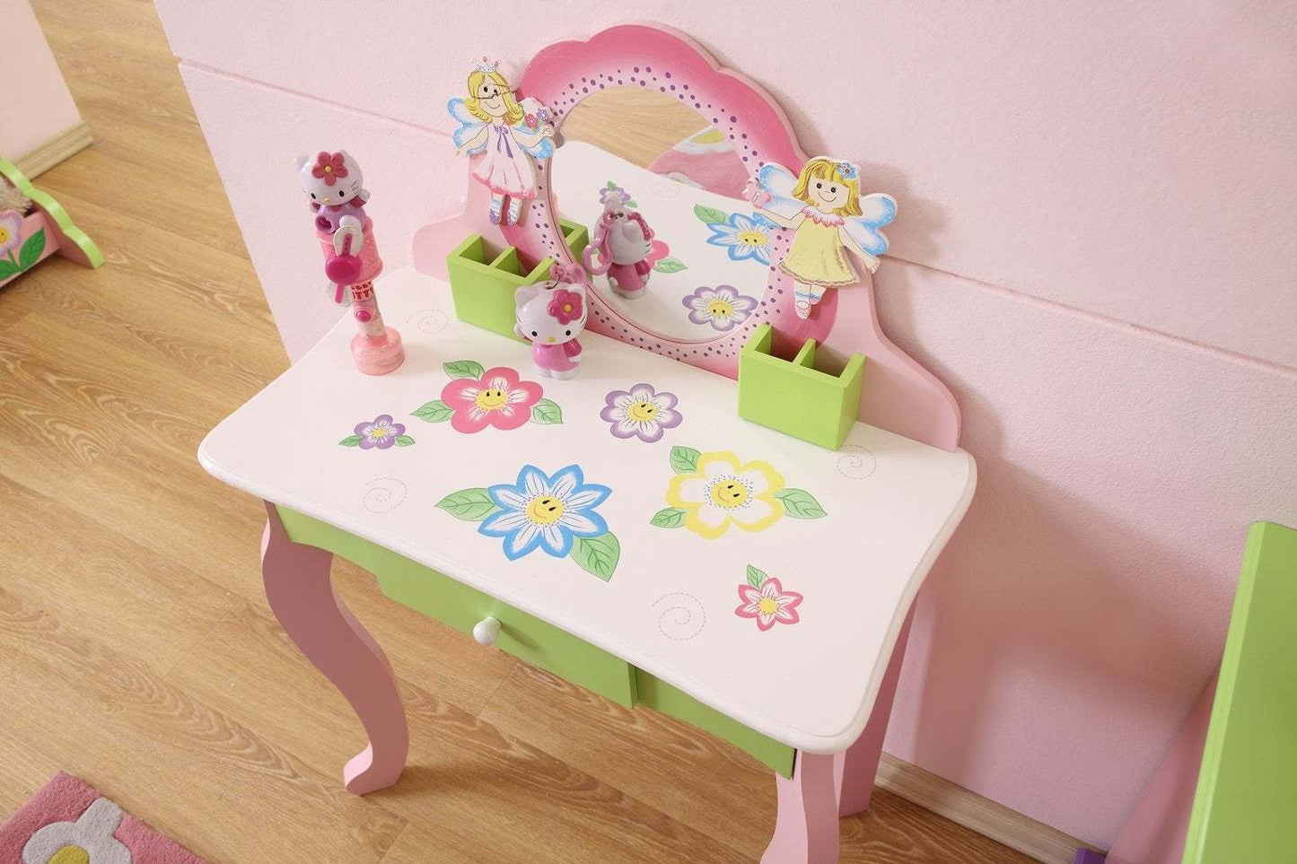 Kids Funnel Layla Girls Flower Vanity Set with Stool